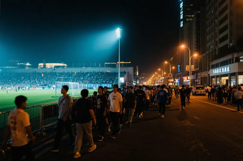 墨西哥主办城市夜晚街道与球迷返程场景